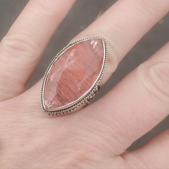 New Watermelon Quartz Crystal 925 Silver Ring. - Picture 6 of 16